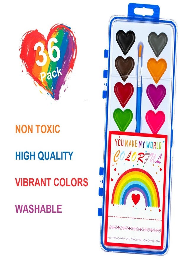 DOSEWART 36Pack Heart Watercolor Paint Set with Paintbrush for Kids, Valentines Day Gifts for Kid Prizes Exchange Gifts Valentines Party Favors for Preschool Classroom School - Image 5